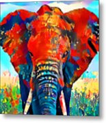 King Of Elephants In Vibrant Contemporary Art 20210715 Metal Print