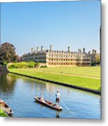 Kings College Cambridge, Punting On The River, Cambridge, England Metal Print