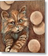Kitten And Bubbles Metal Print
