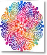 Kurama - Colorful Vibrant Rainbow Mandala Pattern Metal Print