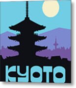 Kyoto Pagoda Cyan Japan Tourism Metal Print