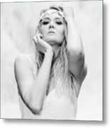 Lady In White Metal Print
