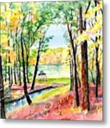 Lake Gazebo Metal Print