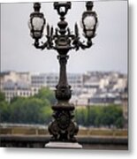 Lamp On The Pont Alexandre Iii Metal Print