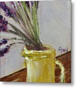 Lavender In A Yellow Pitcher Metal Print
