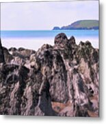 Layered Rock And Smooth Colourful Waves Metal Print