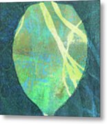 Leaf On Blue Metal Print