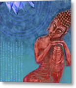 Leaning Buddha - Reclining Buddha 01 - Blue Metal Print