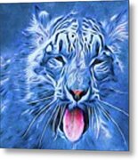 Leopard Abstract Portrait - Blue 2 Metal Print