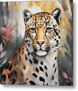 Leopard Portrait - 01896ti Metal Print
