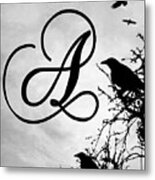 Letter A Design 43 Crow Birds Metal Print