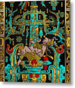 Lid Of The Great Tomb Of Pakal - Palenque Astronaut Over Black No.2 Metal Print
