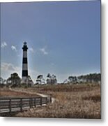 Lighthouse In The Marsh Metal Print