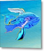 Liquid Blue Angelfish Metal Print