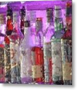 Liquor Bottles On Shelf Metal Print