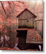 Little Boat House In Autumn Metal Print