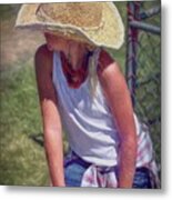 Little Cowgirl At San Clemente Rodeo Metal Print