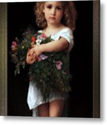 Little Girl With Flowers By William-adolphe Bouguereau Metal Print