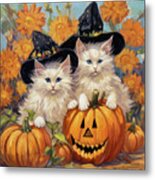 Little Kitten Witches Metal Print