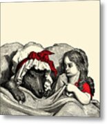 Little Red And The Wolf Metal Print