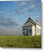 Little Schoolhouse On The Prairie - Kirkelie Township Schoolhouse Near Burlington Nd Metal Print