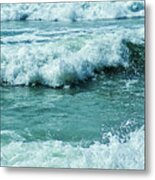 Lively Surf At Duckpool Cornwall Metal Print