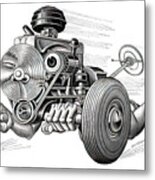 Living Machine Speeding Chassis Ca. 1950, Part Of A Series Metal Print