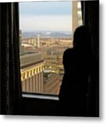 Looking Out At Denver Silhouette Metal Print