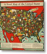 Louis Fancher - The Great Atlantic And Pacific Tea Co - A Food Map Of The United States - 1932-33 Metal Print