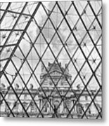 Louvre - Black And White Metal Print