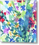 Lovely Dance Of Color Abstract Flowers Contemporary Watercolor Splash Ii Metal Print