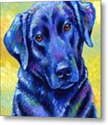Loyal Companion - Colorful Black Labrador Retriever Dog Metal Print