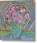 Luminous Pink Bouquet Mosaic Metal Print