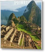 Machu Picchu Peru Retro Vintage Travel Poster Metal Print