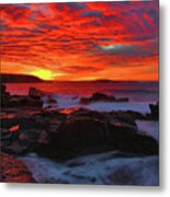 Mackerel Cloud Sunrise At Thunder Hole Metal Print