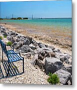 Mackinac Bridge Bench View Metal Print