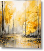 Magical Autumn - Autumn Magic - Watercolor Painting Of The Woods In Fall Colors Metal Print