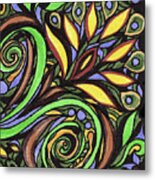 Magical Floral Pattern Tiffany Stained Glass Mosaic Decor Ii Metal Print