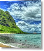 Trutle Cove Makai Research Pier Waimanalo Bay Seascape Makapu'u Point Oahu Hawaii Art Metal Print