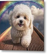 Maltipoo Puppy Crossing Over The Rainbow Bridge In Heaven Metal Print