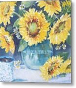 Mama's Cup With Sunflowers Metal Print