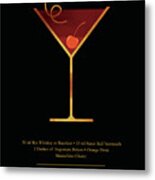 Manhattan Cocktail - Classic Cocktail Print - Black And Gold - Modern, Minimal Lounge Art Metal Print