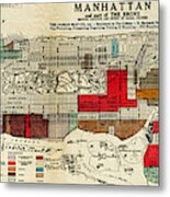 Map Of Of Manhattan Showing Ethnic And Racial Neighborhoods 1920 Metal Print