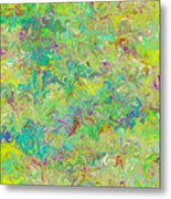 Marbled Paper In Greens And Blues Metal Print