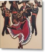 Mariachis And Folklorico Dancer Metal Print