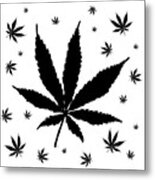 Marijuana In Black And White Metal Print