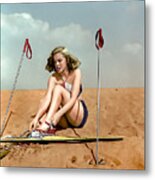 Marilyn Skiing In The Sand Metal Print