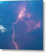 Massive Lightning Stroke In Color Metal Print