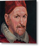 Master Copy Of Detail Of Portrait Of Pope Innocent X By Diego Velazquez Metal Print