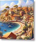 Mediterranean Seaside Town, A Charming Seaside Town On The Mediterranean Coast Metal Print